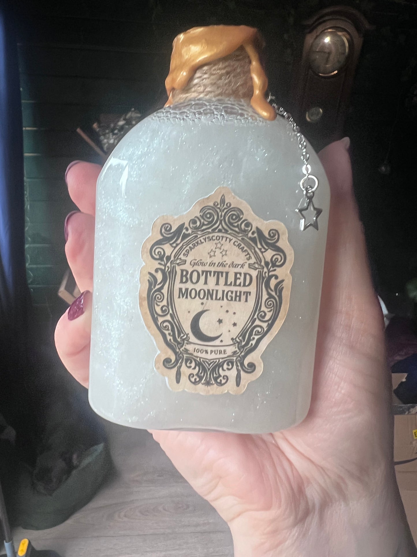 Glow-in-the-Dark Bottled Moonlight – Handmade ASMR Potion for Stress Relief & Witchy Decor