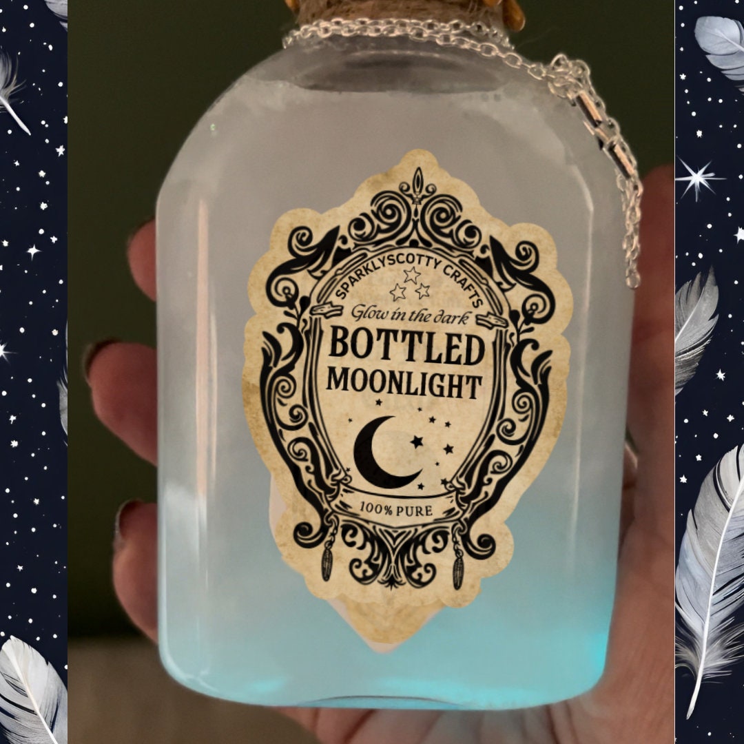 Glow-in-the-Dark Bottled Moonlight – Handmade ASMR Potion for Stress Relief & Witchy Decor