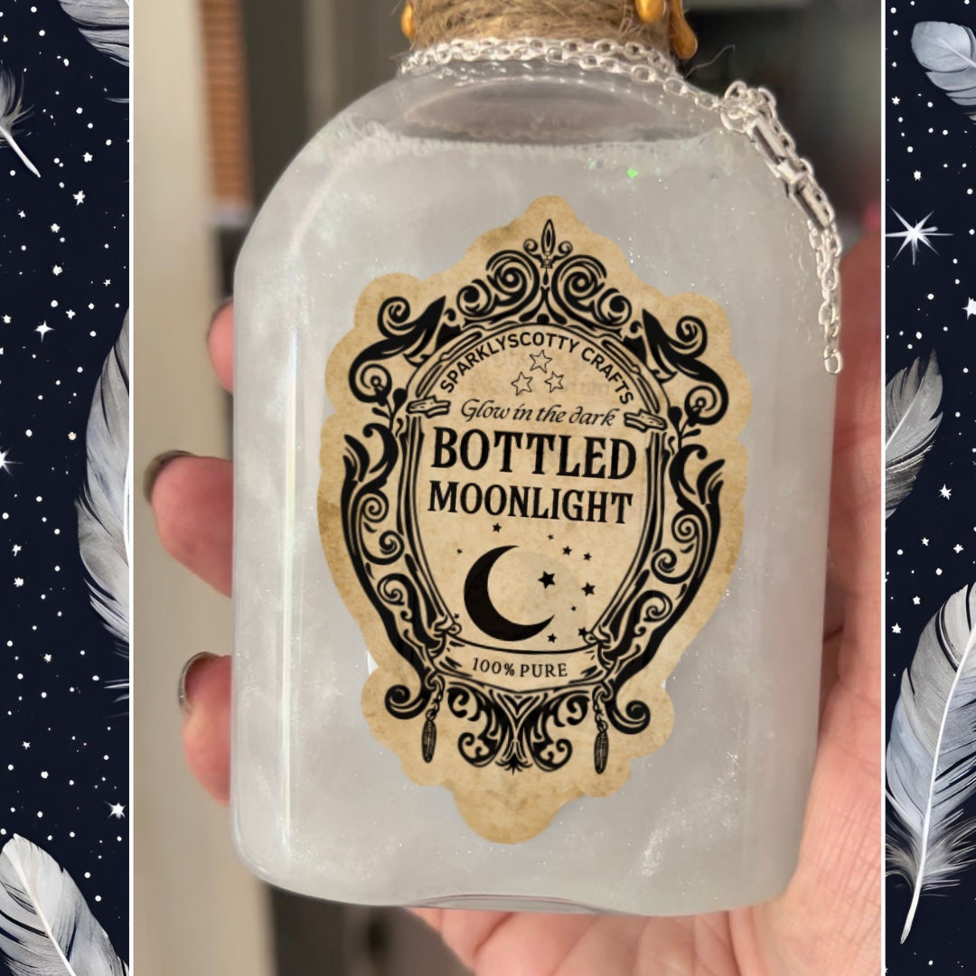 Glow-in-the-Dark Bottled Moonlight – Handmade ASMR Potion for Stress Relief & Witchy Decor