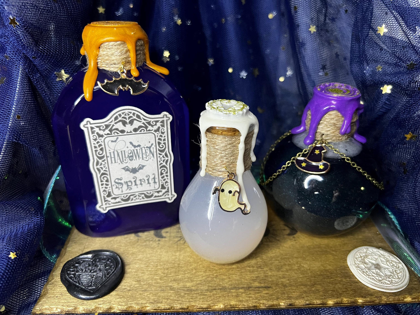 Halloween Decorative Potion Collection for home decor. ASMR, unique gift. Witch alter, Gothic, Fairycore, Halloweencore