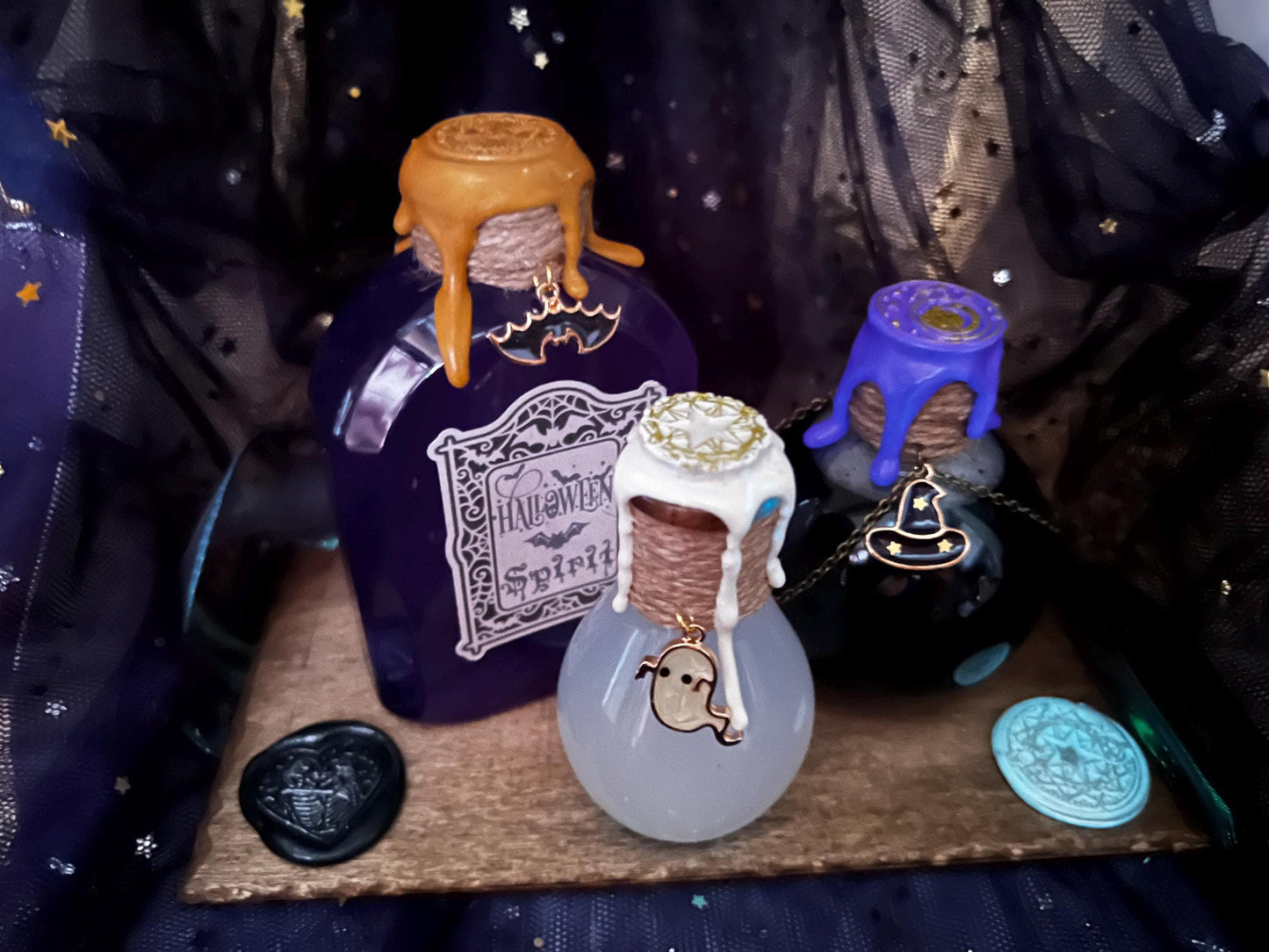 Halloween Decorative Potion Collection for home decor. ASMR, unique gift. Witch alter, Gothic, Fairycore, Halloweencore