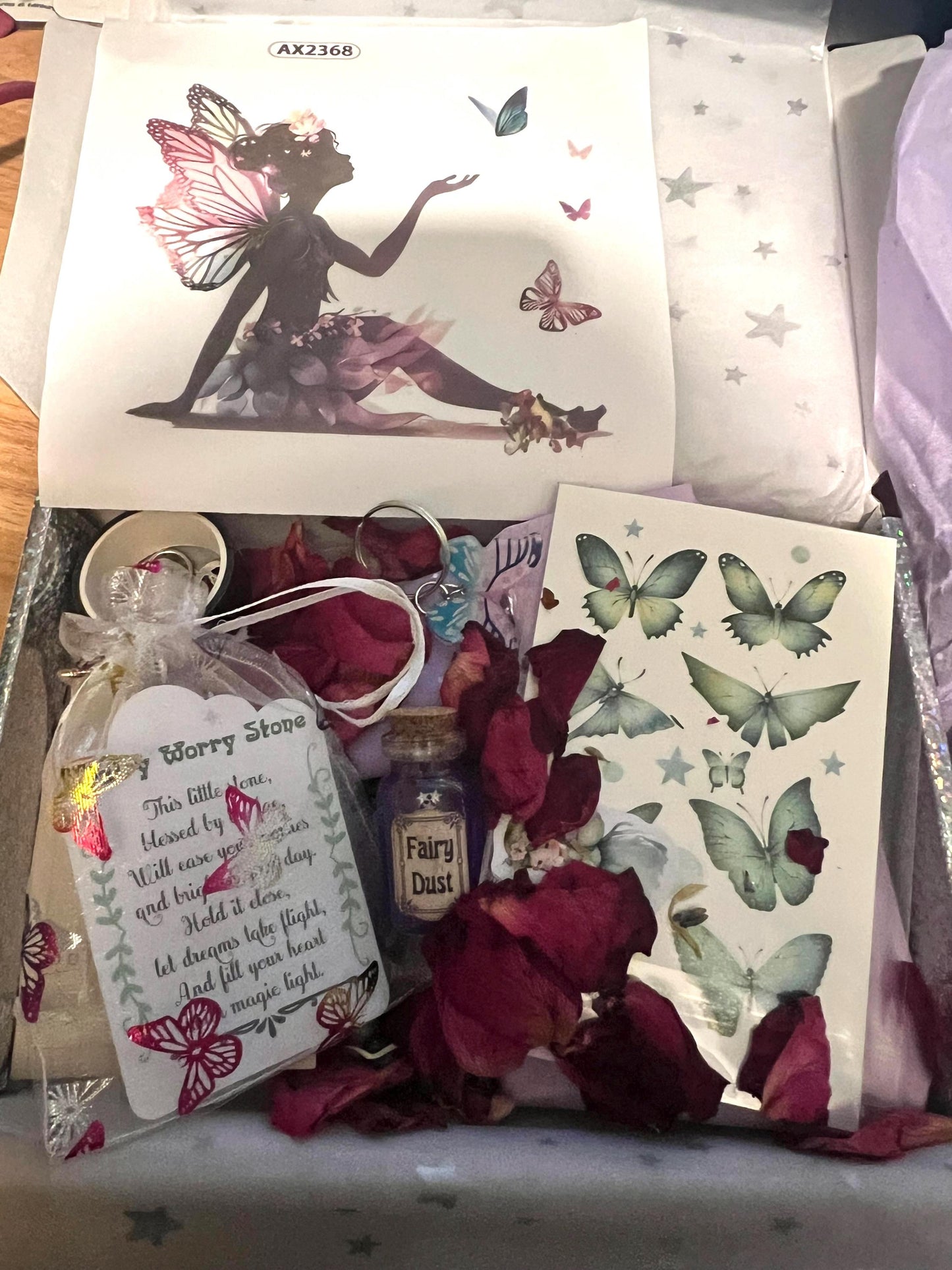 Fairy Gift Surprise Box. 12+ items! Suncatcher, jewellery and more! Fairycore mystery box. Ideal fairy birthday gift.