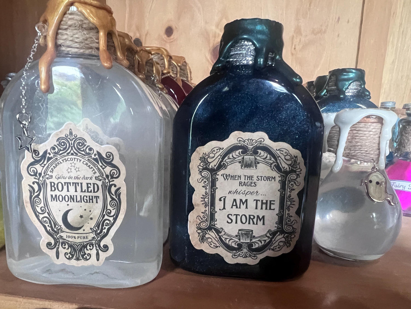 Glow-in-the-Dark Bottled Moonlight – Handmade ASMR Potion for Stress Relief & Witchy Decor