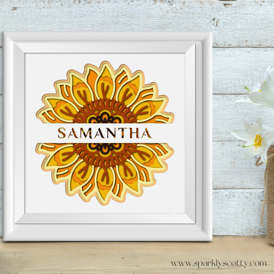 Personalised Sunflower Shadow Box with Name