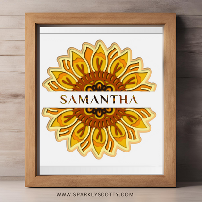 Personalised Sunflower Shadow Box with Name