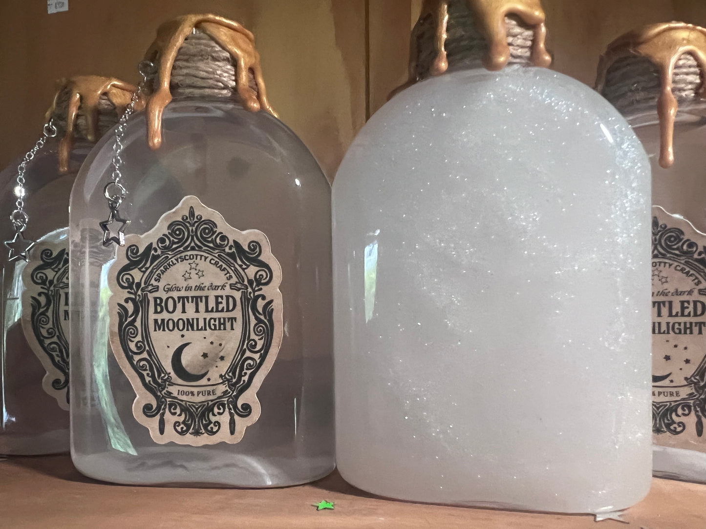 Glow-in-the-Dark Bottled Moonlight – Handmade ASMR Potion for Stress Relief & Witchy Decor