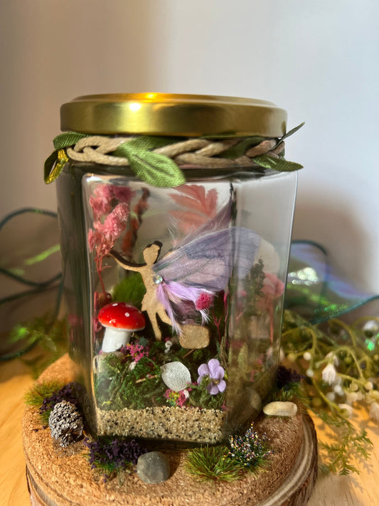 Fairy Jar - magical fairy garden scene with lights. Ideal fairy gift!