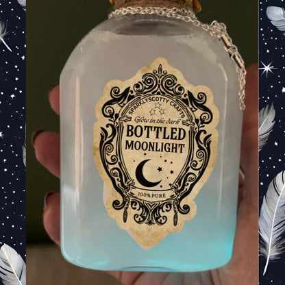 Glow-in-the-Dark Bottled Moonlight – Handmade ASMR Potion for Stress Relief & Witchy Decor