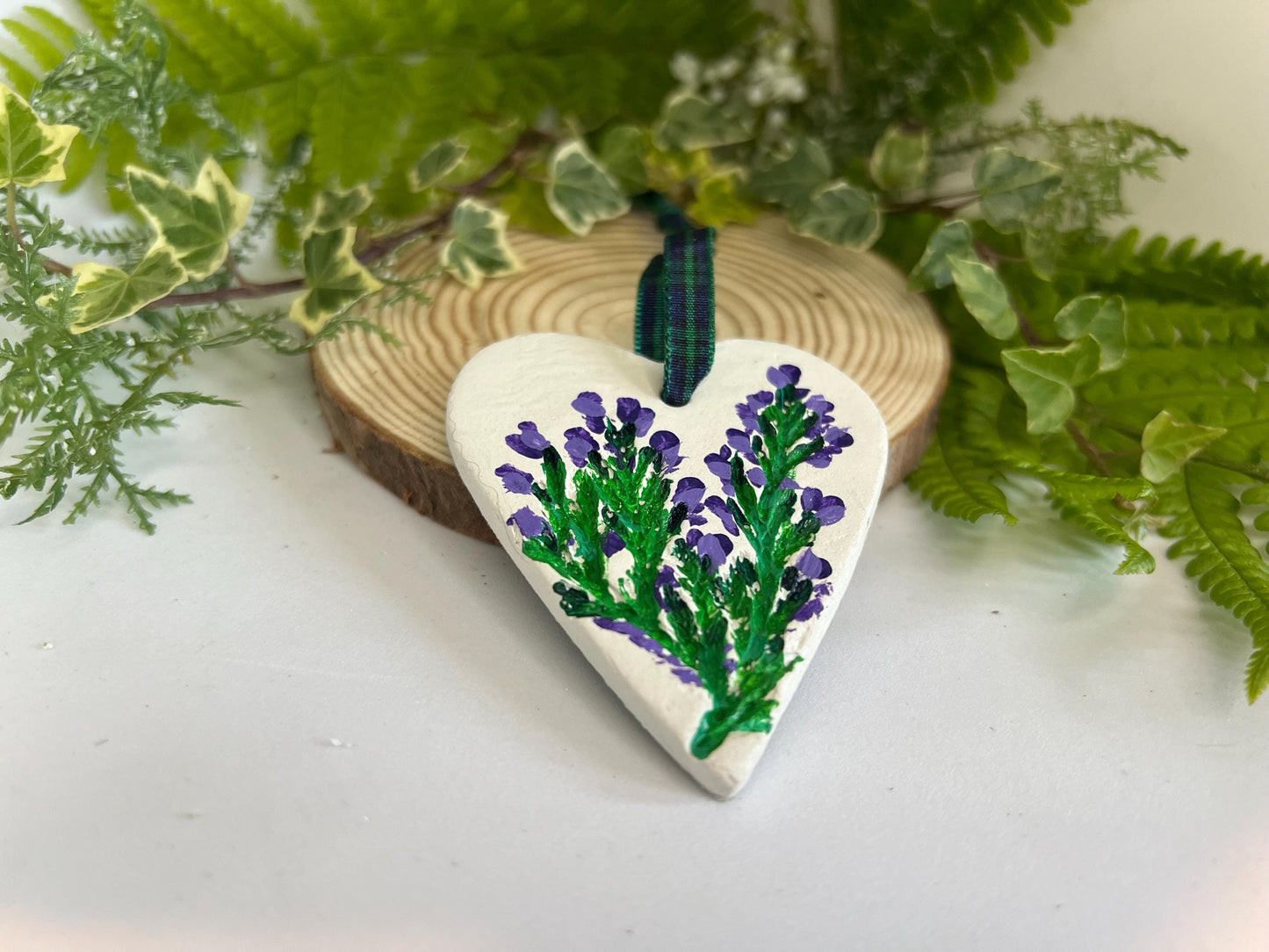 Scottish Heather Ornament. Handpainted gift.