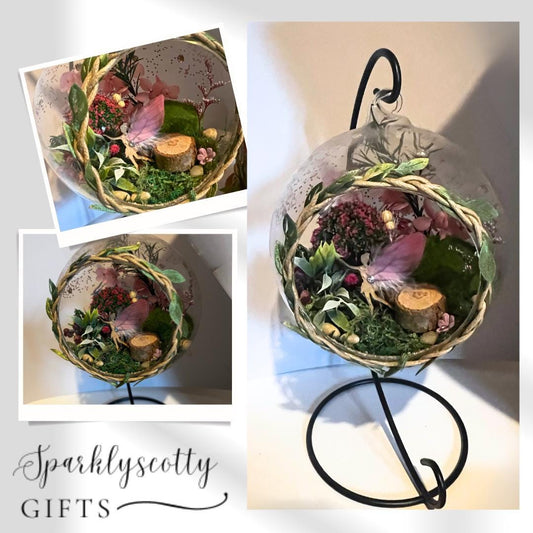 Fairy Globe - magical fairy garden scene with hanging display. Ideal fairy gift!