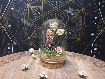 Gnome dome gonk ornament decor. Fairycore, cottagecore gnome figurine in a glass dome. Gnome gonk gift.