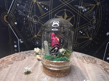 Gnome dome gonk ornament decor. Fairycore, cottagecore gnome figurine in a glass dome. Gnome gonk gift.