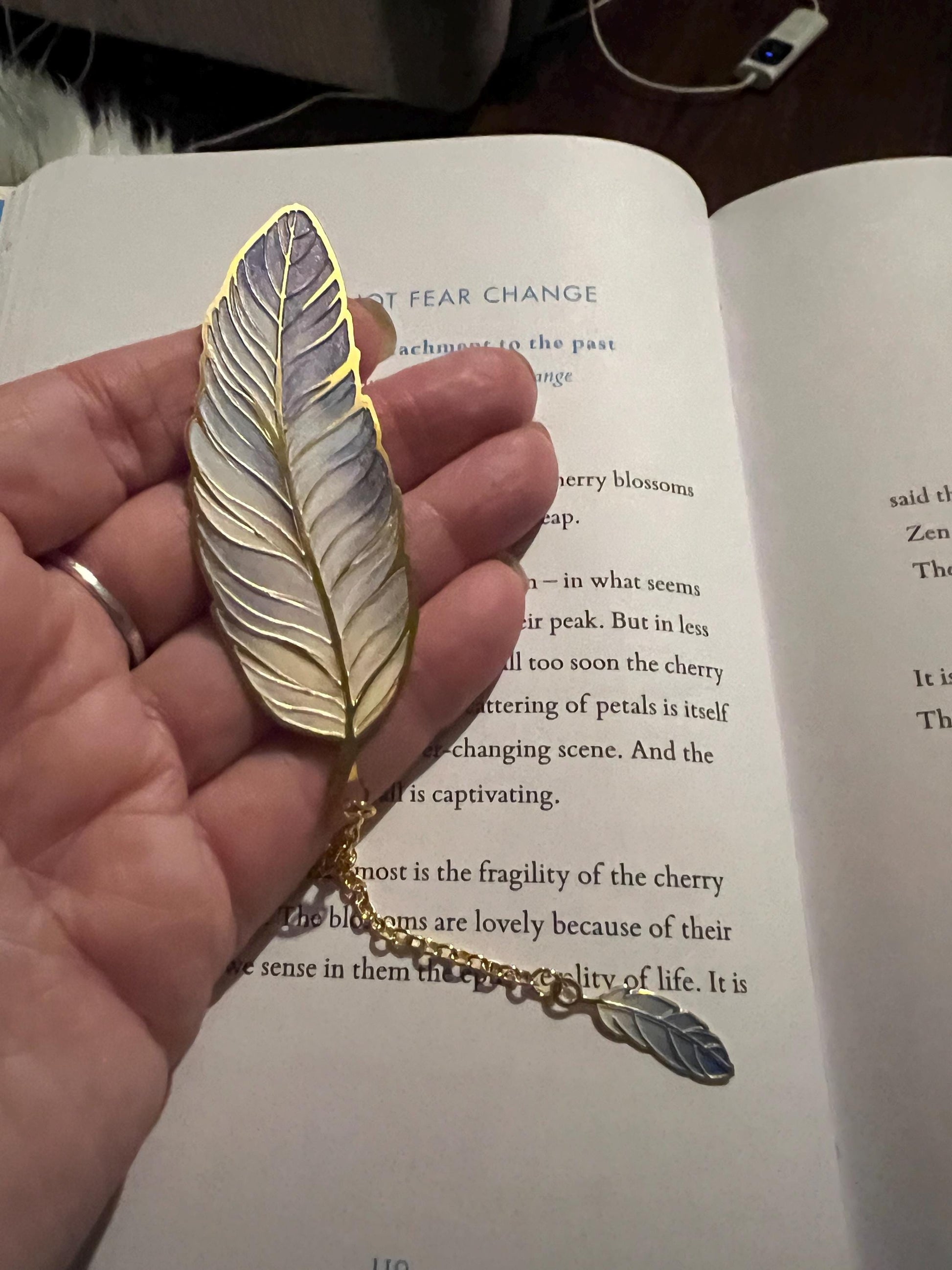 Feather Metal Bookmark. Colourful bookmark with charms. Fairycore, cottagecore, book gift.