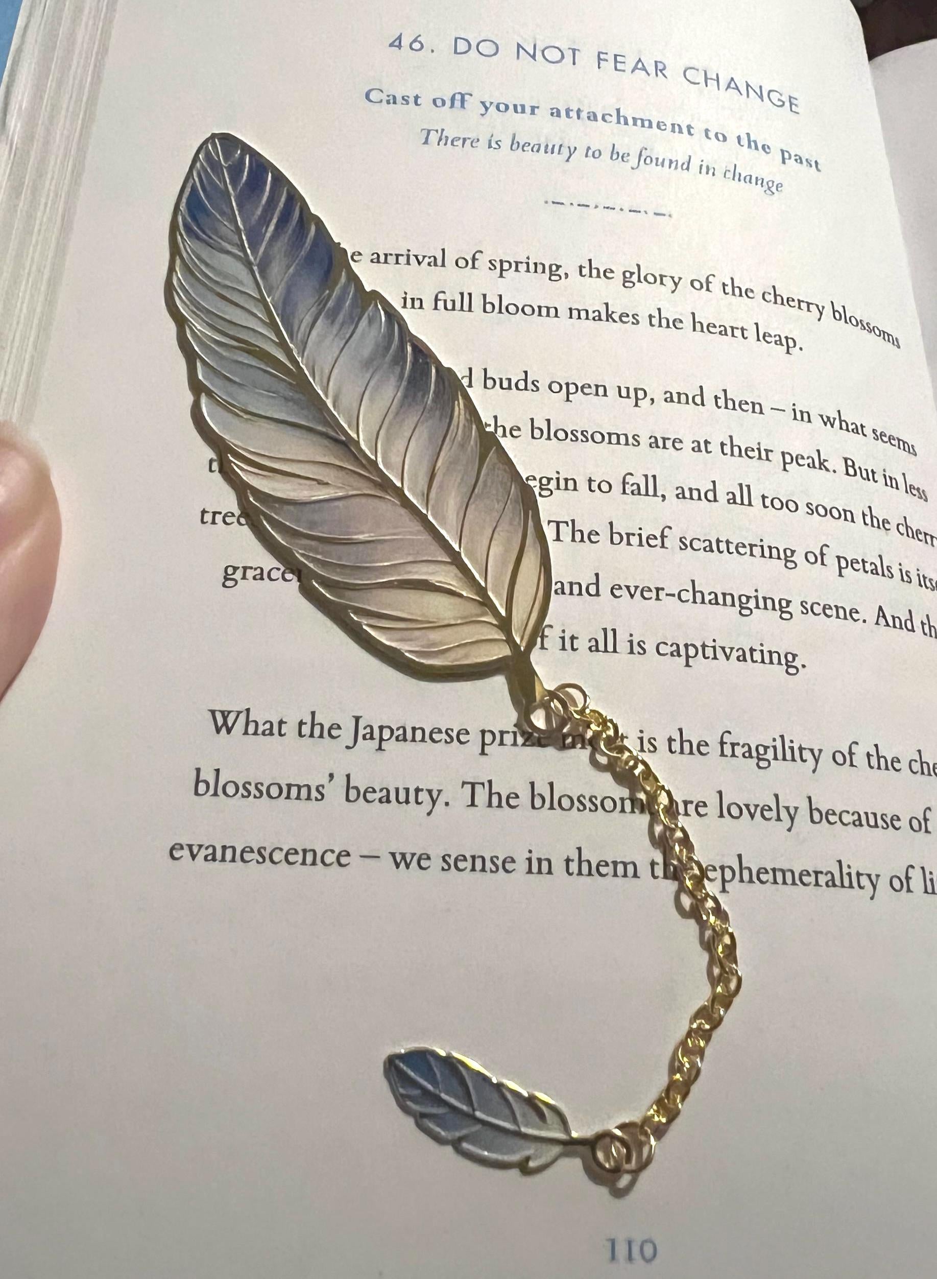 Feather Metal Bookmark. Colourful bookmark with charms. Fairycore, cottagecore, book gift.