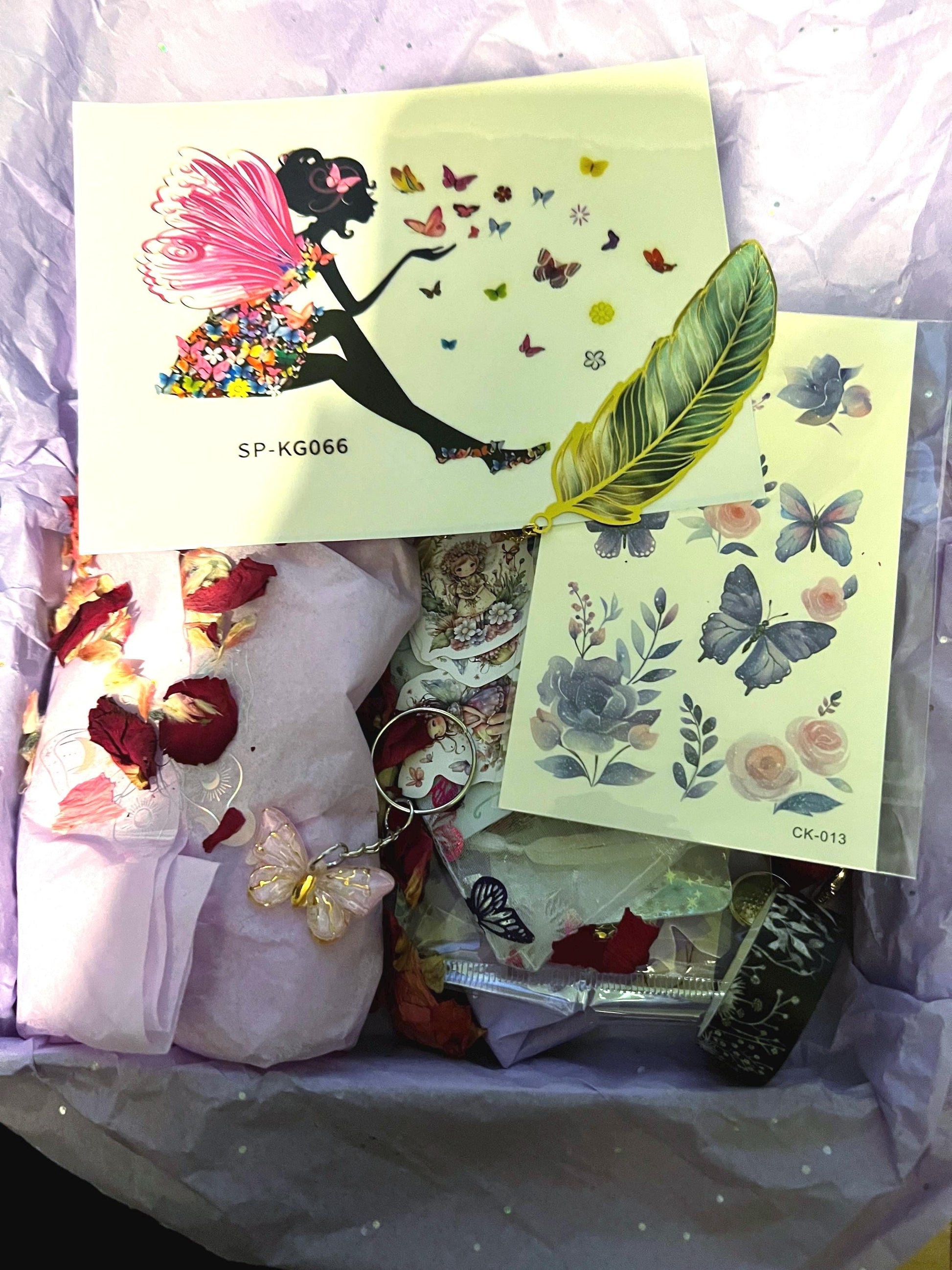 Fairy Gift Surprise Box. 12+ items! Suncatcher, jewellery and more! Fairycore mystery box. Ideal fairy birthday gift.