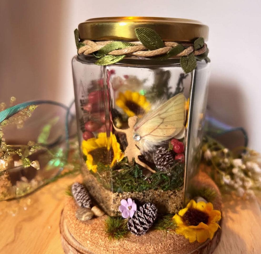 Fairy Jar - magical fairy garden scene with lights. Ideal fairy gift!