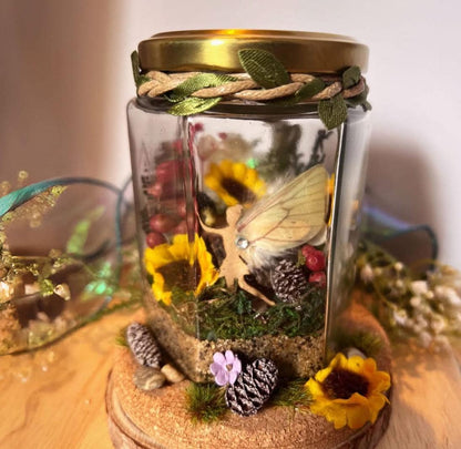 Fairy Jar - magical fairy garden scene with lights. Ideal fairy gift!