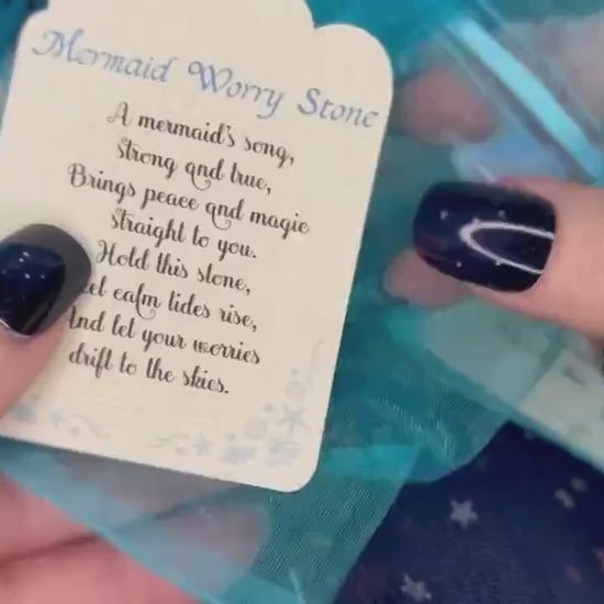 Mermaid Worry Stone. A small gift for everyone who loves mermaids and crystals. Glass opelite or rainbow fluorite
