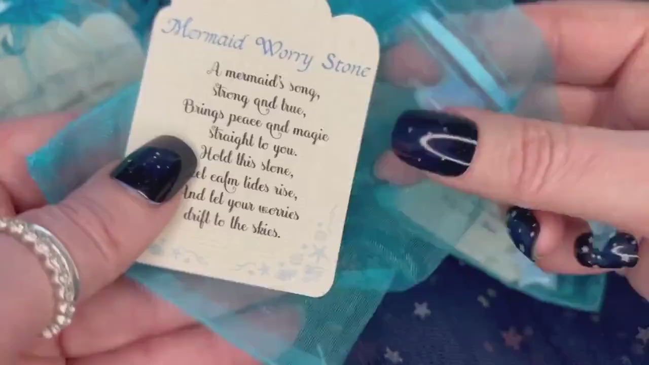 Mermaid Worry Stone. A small gift for everyone who loves mermaids and crystals. Glass opelite or rainbow fluorite