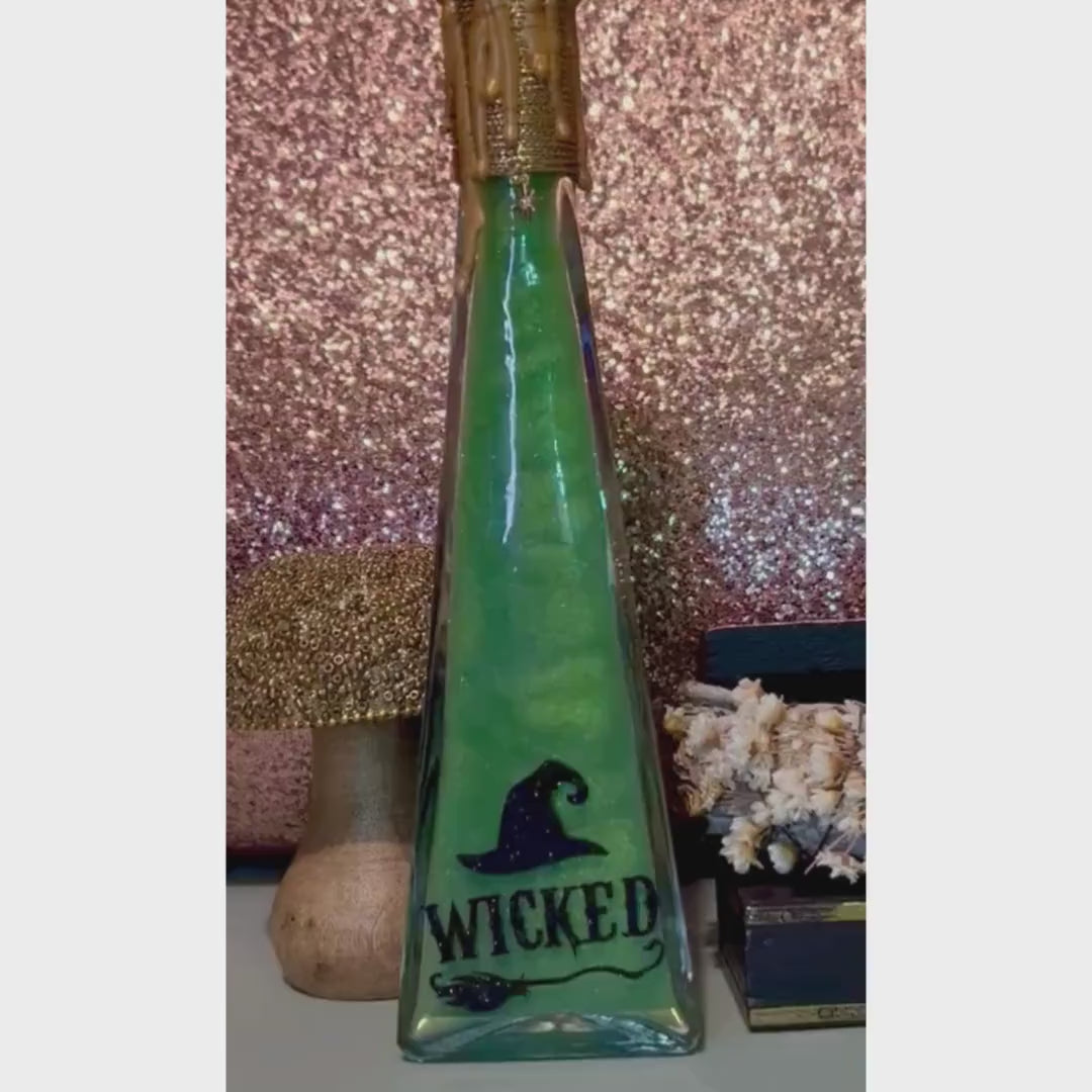 Something WICKED decorative ASMR stress relief green and gold potion,  for fans of the Wicked musical and movie. Available as a nightlight.