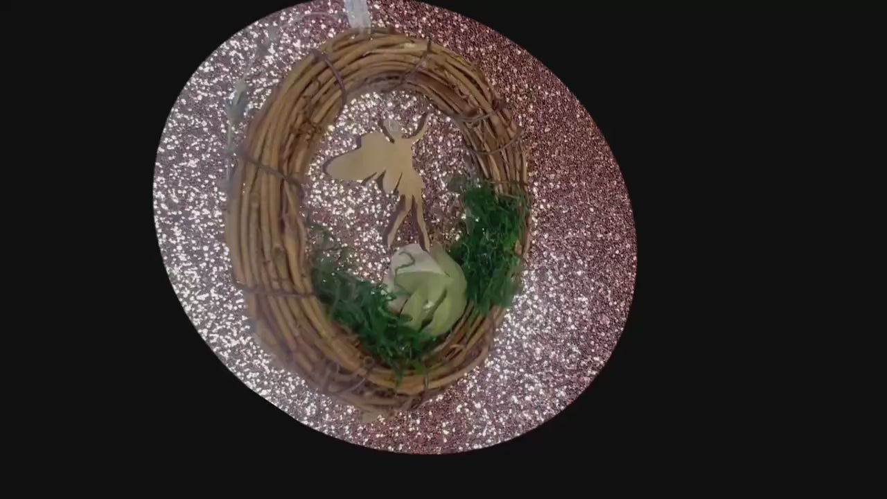 Mini Fairy Wreath – Fairy Decor with Natural Flowers and a miniature fairy | Cottagecore Fairy Garden Wall Hanging
