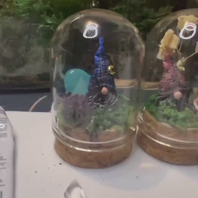 Gnome dome gonk ornament decor. Fairycore, cottagecore gnome figurine in a glass dome. Gnome gonk gift.